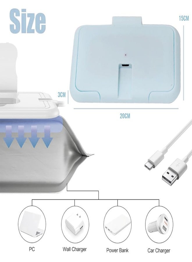 Glomora Baby Wipe Warmer, Wipe Warmer Thermostat Temperature Double Layers Cover Portable USB Wet Wipe Heater for Home,Light Blue - Image 4